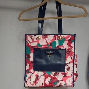 Draper James Floral Tote with Navy Accents